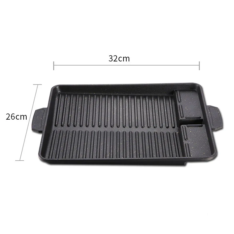 Korean Grill Pan Non-stick Bakeware Smokeless Barbecue Tray Stovetop Plate for Kitchen Indoor Outdoor Party Camping BBQ Grilling