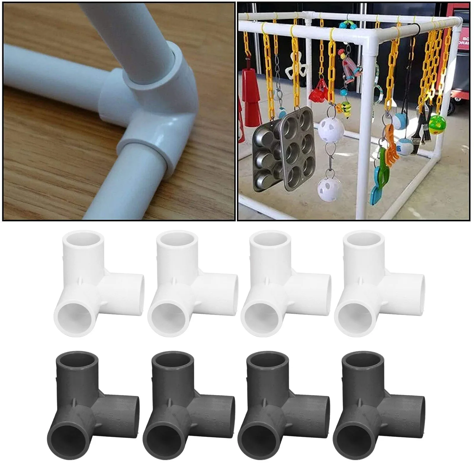 PVC Tee Corner Fitting 3 Way Pipe Fittings PVC Plastic Right Angle Tee Corner Connector 20mm Inner Diameter 