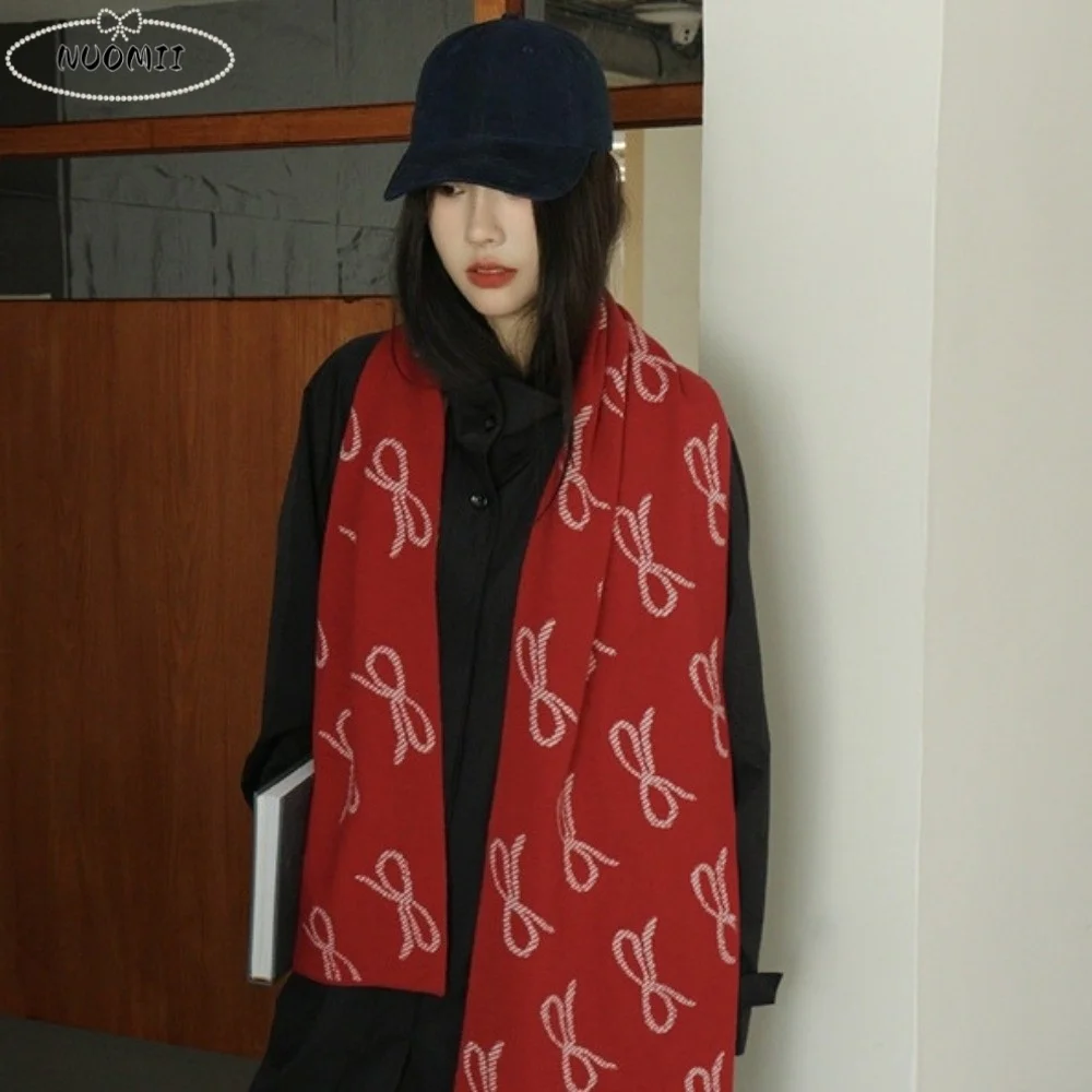 

Модный легкий шарф-бант, двусторонний, в корейском стиле, из искусственной шерсти, ветрозащитный, теплый зимний шарф-шаль, унисекс