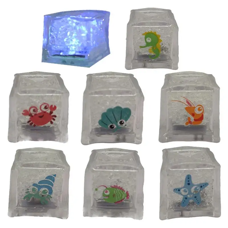 8PCS Bath Tub Light Up Cubes Multicolor Bath Glow Cubes LED Ice Cubes Water Activated Light Up Bath Cubes For Home Hotel