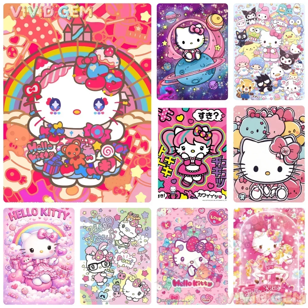 VIVID GEM Diamond Painting Kawaii Pink Kawaii Hello Kitty Sanrio Mosaic Artwork Creative Handmade Home Office Decor Gift