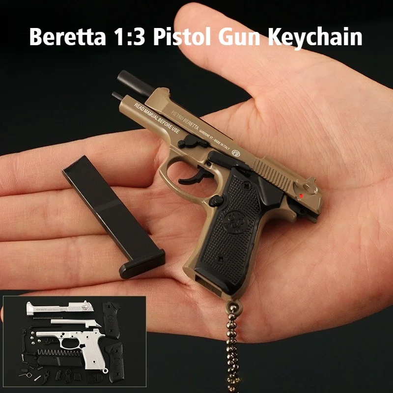 2026 New Metal Pistol 1:3 Beretta M92A1 Model Key Chain PUBG Alloy Material Gun Decoration Crafts Figurines & Miniatures for Men