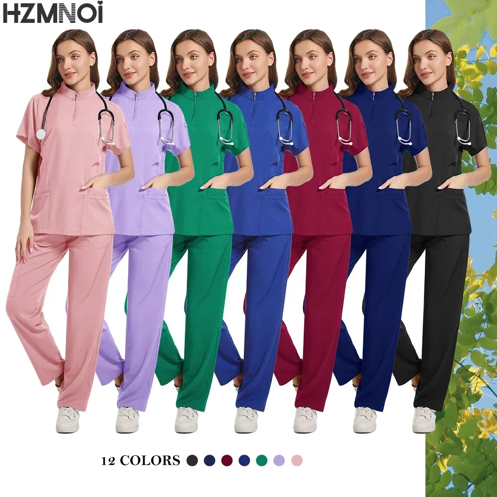 Multicolor Unisex Short Sleeved Pharmacy Nurse Uniform Hospital Doctor Workwear Oral Dental Surgery Uniforms Medical Scrubs Sets