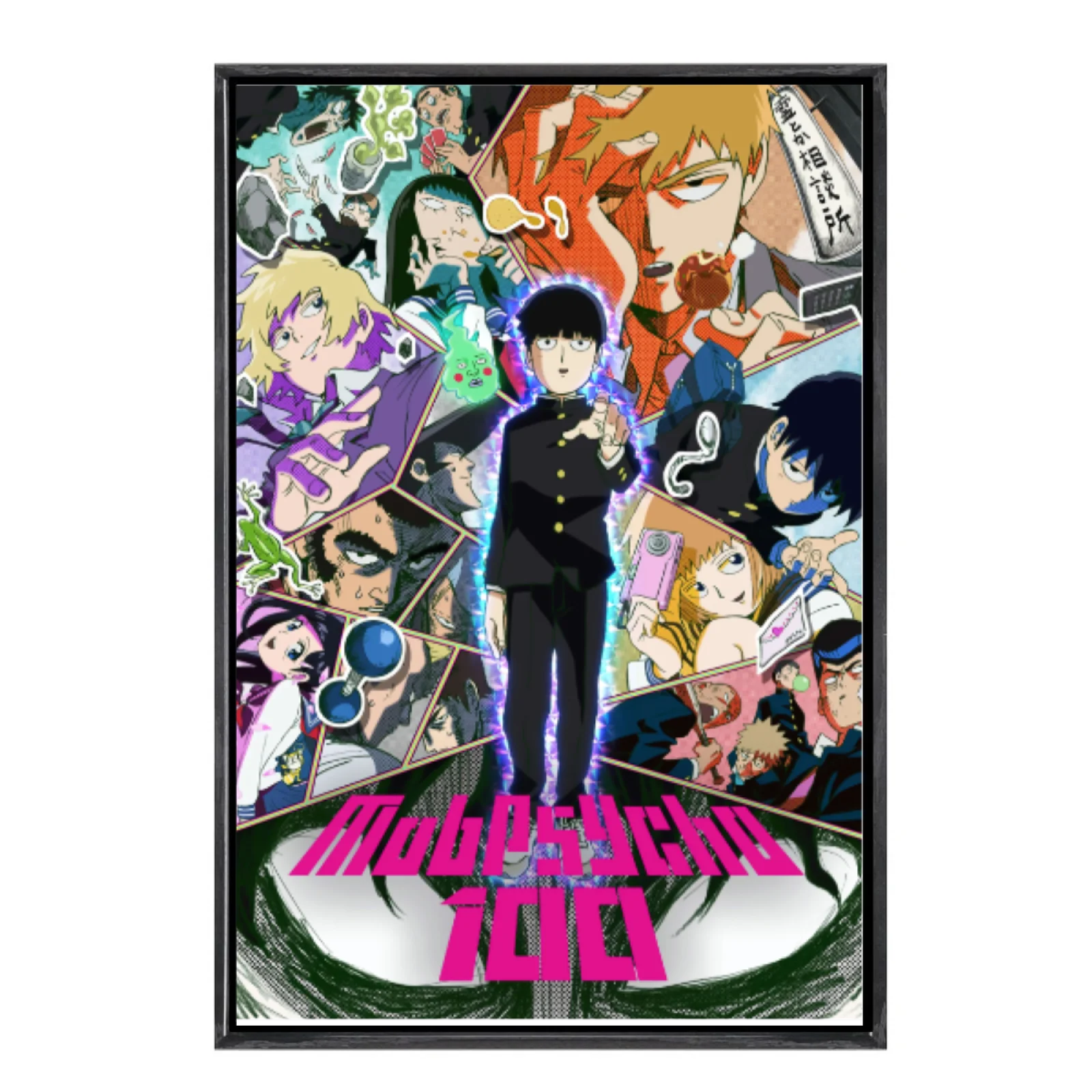 

Японская манга, многоразмерный холст, постер в двойной рамке, настенное искусство, Моб Психо 100, домашний декор