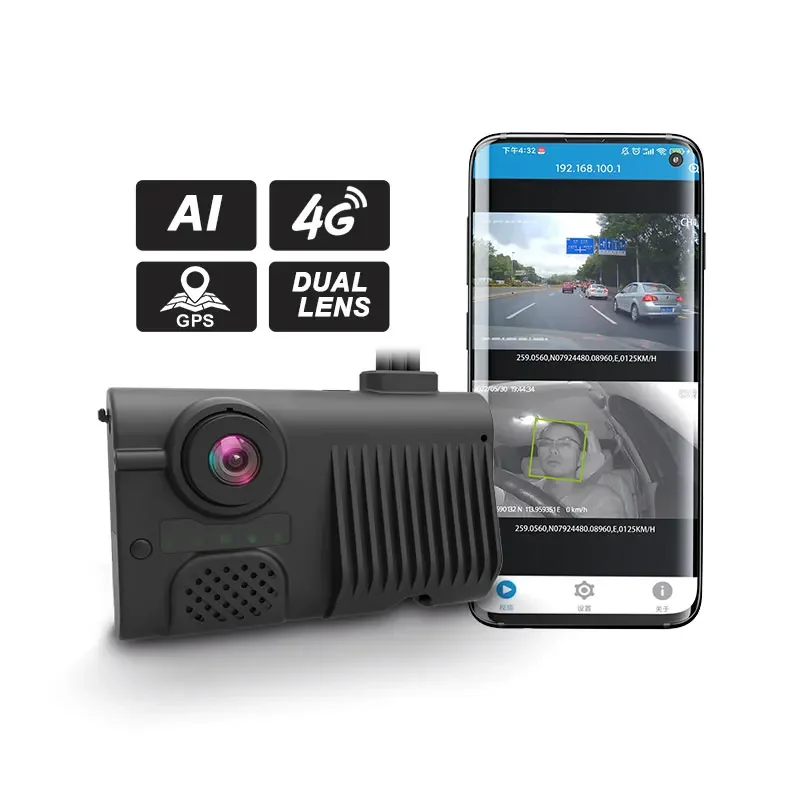 Hot Sale Newest 4G Ai Car Camera Dash Cam Record Inside Adas Dms Cmsv6 Car Dvr Dual Lens Smart Dashcam Gps