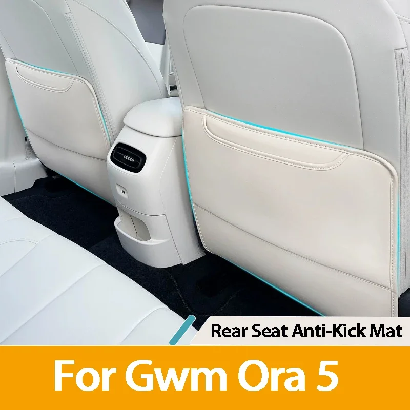 For GWM ORA 5 2026 Leather Rear Seat Back Anti Kick Mat Backrest Protective Pad Interior Accessories