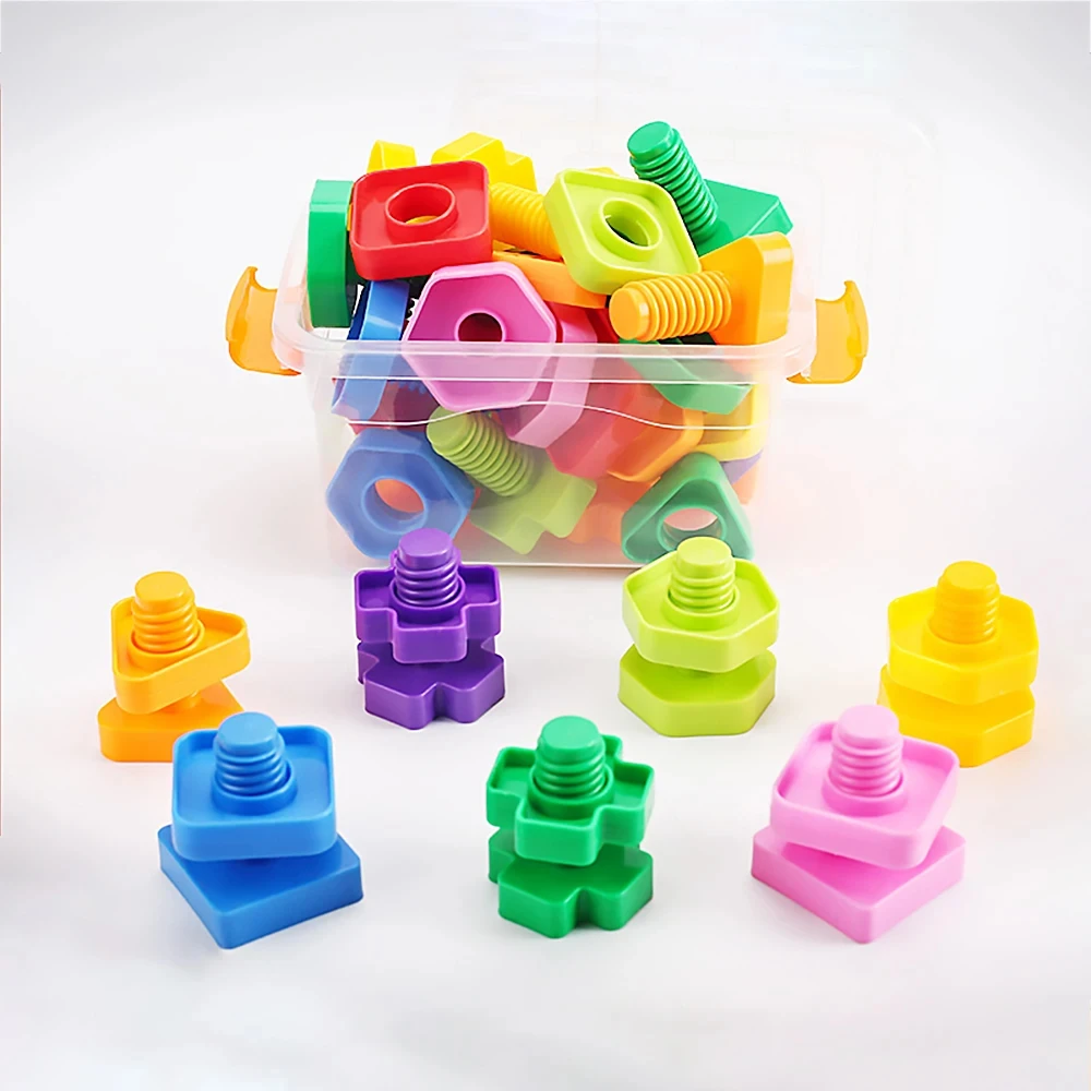 10/20pcs Set Screwing Building Blocks Creative Mosaic Puzzle Toys for Children Plastic Insert Nut Shape Boys Educational Toy