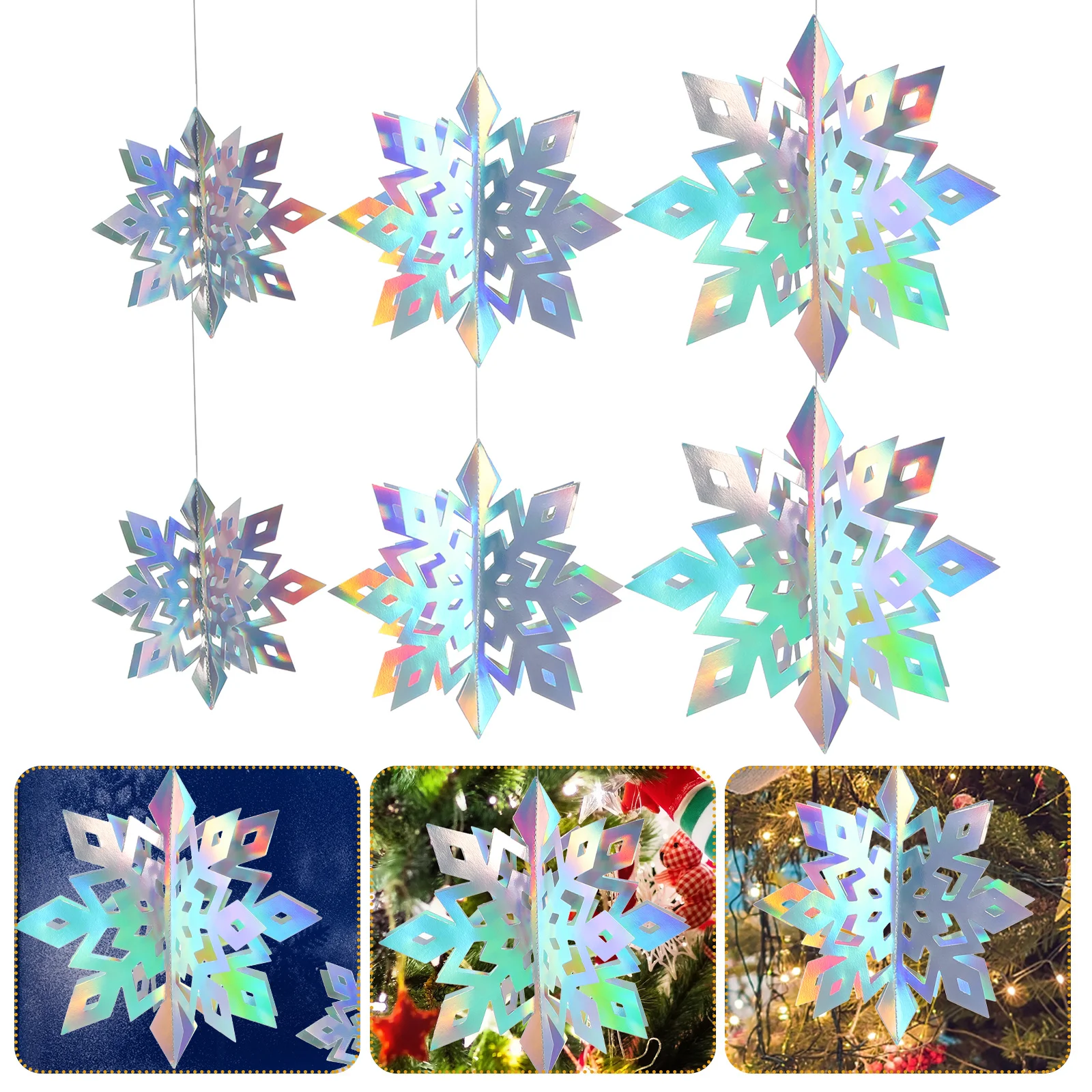 

12Pcs Snowflake Pendant for Christmas Tree Hanging Decor Festive Xmas Ornaments Reusable Holiday Party Decoration Supplies