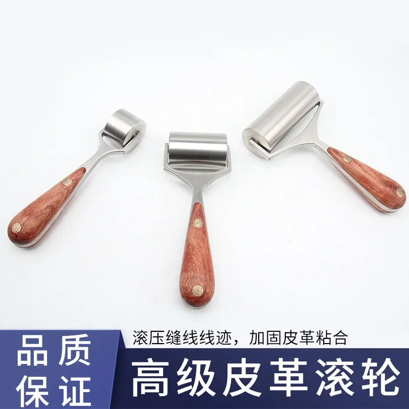 Leather Roller Yellow Pear Wood Handle Wear Resistance Strong Practicability Leather Roller for DIY Leather for Leather Crafts