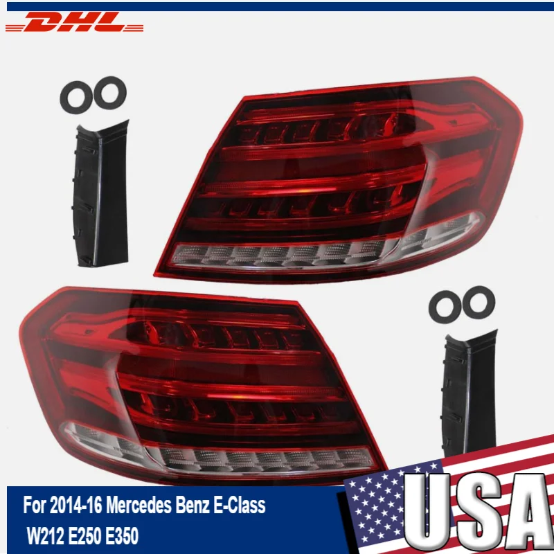 

Pair Side Rear Outer LED Tail Lights For Mercedes Benz E-Class 2014-2016 W212 E250 E350 Brake Fog Turn Signal Reflector Lamp
