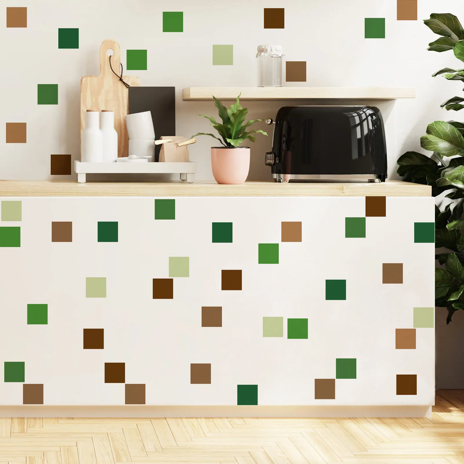 Classic Vintage Red Brick Pattern Pixel Block Square Wall Decals Stickers Bedroom Entryway Living Room Home Decor