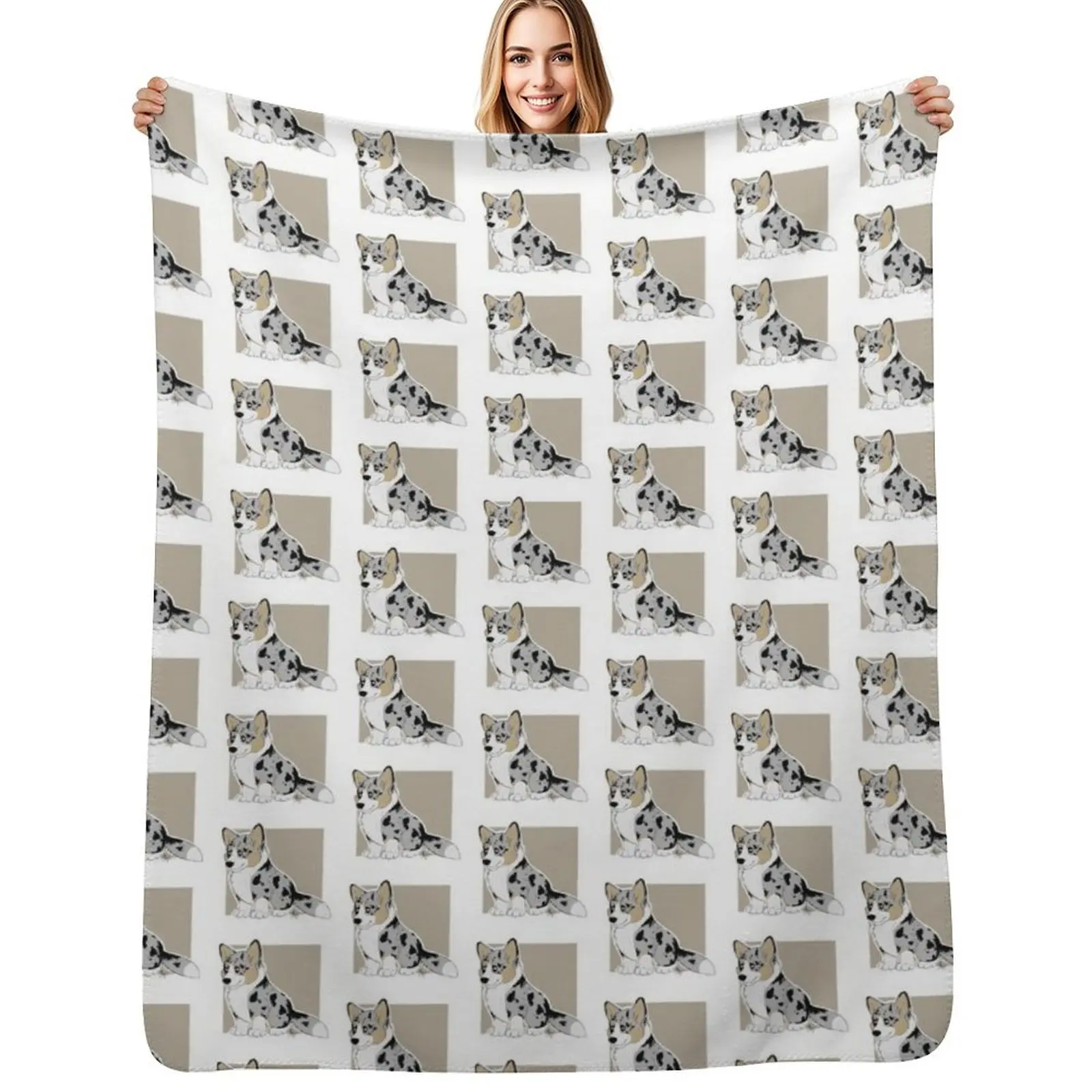 Плед Blue Merle Cardigan Welsh Corgi, который можно стирать в машине, мягкий и теплый.