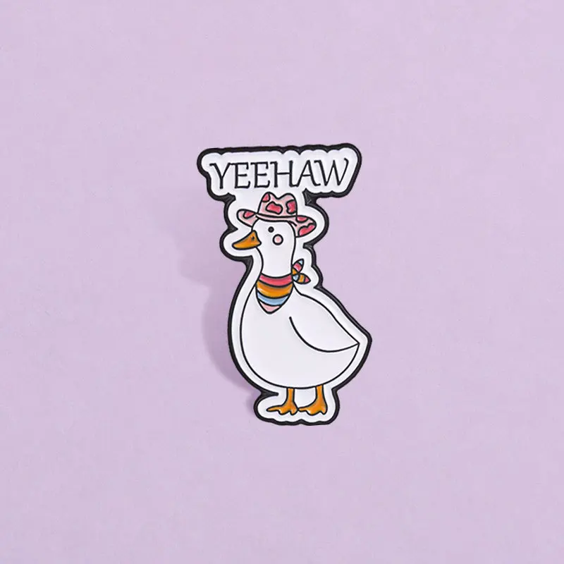 New Western Cowboy Duck Brooch Funny Cartoon Casual Gift Alloy Badges Pins DIY Bag Clothes Hat Scarf T-shirt Accessory Unisex