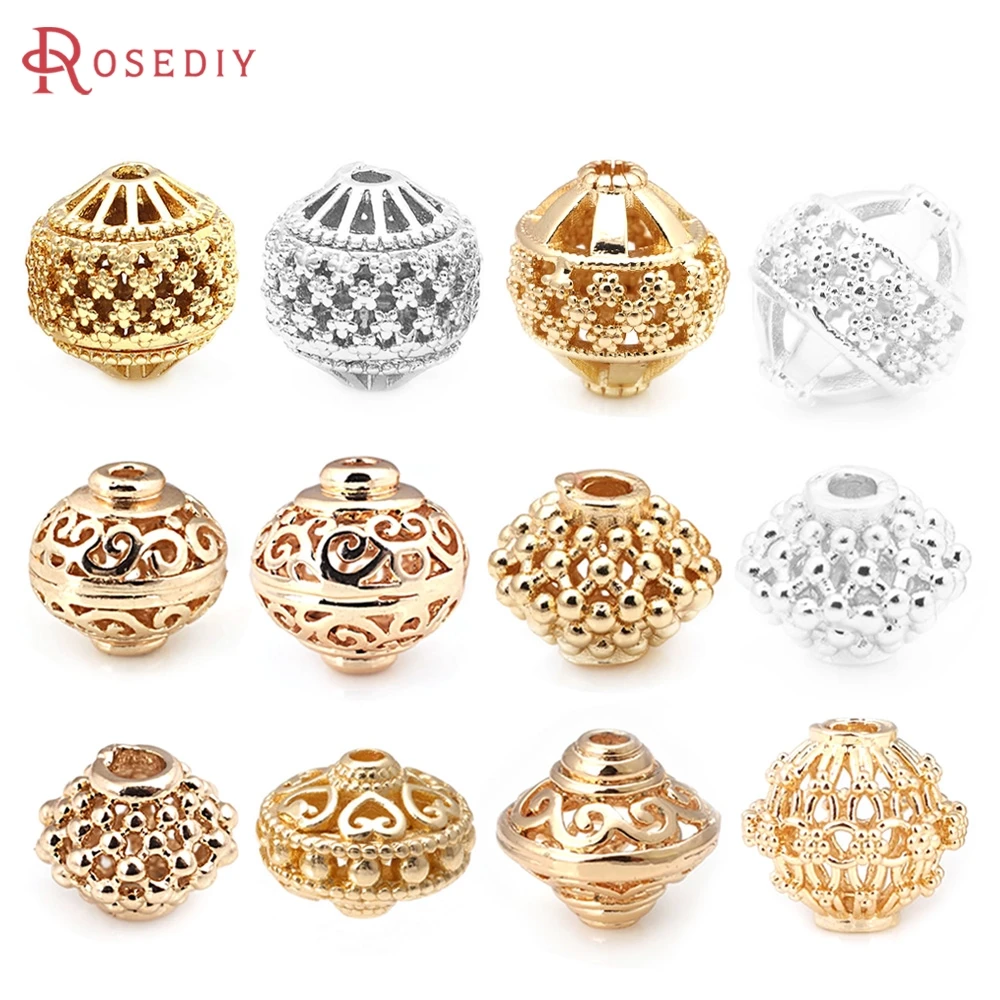 10MM 12MM 15MM High Quality 18K Gold Color Brass Spacer Beads Bracelet Beads High Quality Diy Jewelry Making Accessories