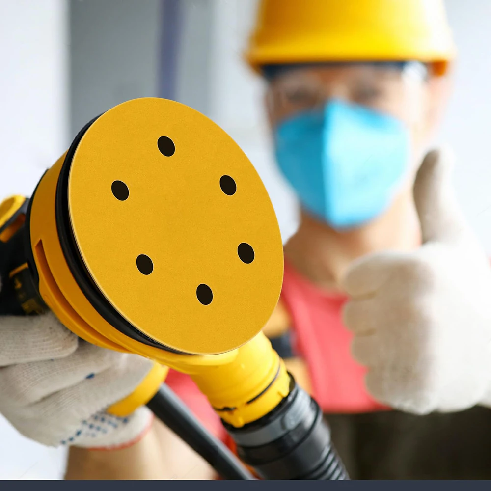 

5 Inch 6 Holes Hook and Loop Sanding Disc 125MM Random Orbit Sandpaper Dry 80-800 Grits Aluminum Oxide for Wood Auto Polishing