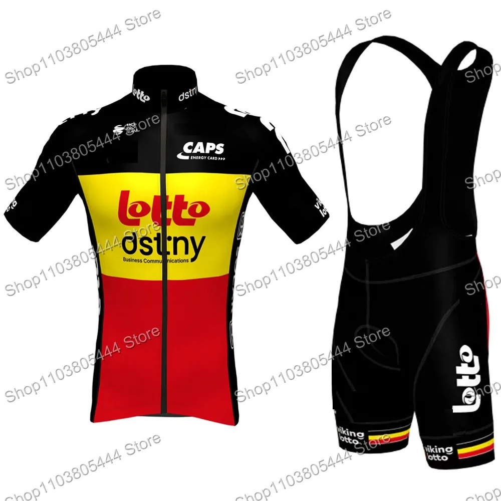 Lotto Dstny 2024 Belgian Champion Team Cycling Jersey Set Summer Clothing Men Road Bike Shirts Suit Bicycle Bib Shorts MTB Ropa