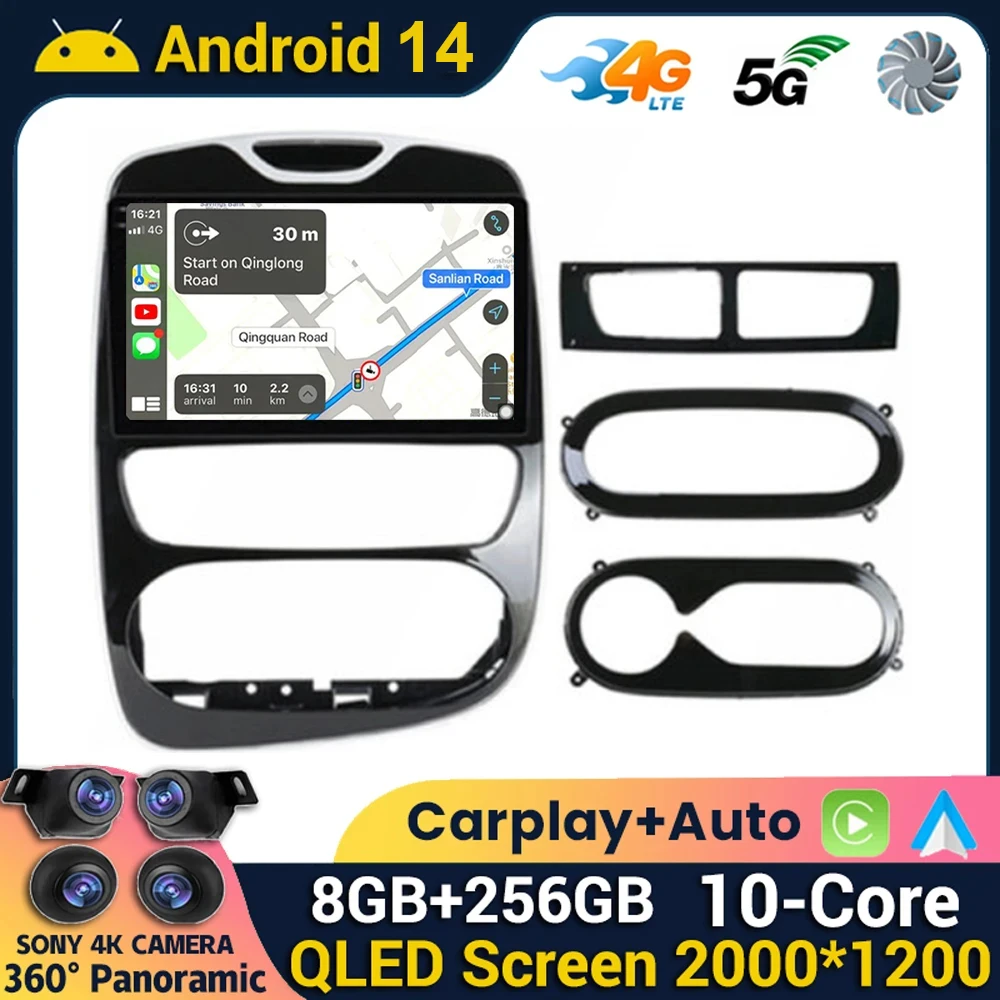 Android 14 Carplay Auto WIFI+4G Car Radio For Renault Clio 3 4 2012 2013 2014 2015 2016 2017 2018 Multimedia Player Stereo DSP