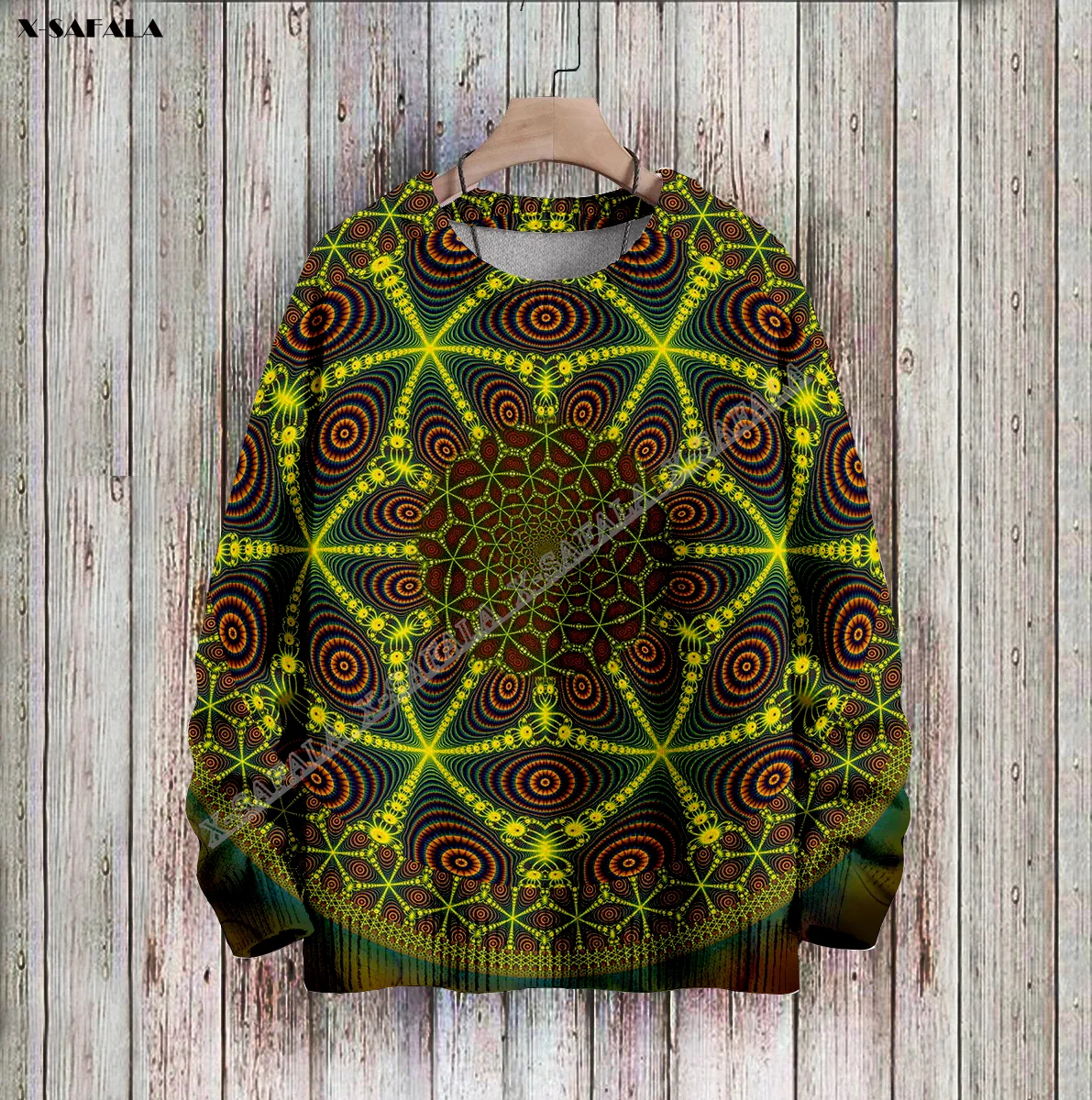 Shamanic Psychedelic Mandala Trippy  3D Printed Ugly Sweater Christmas Gift Men Female Winter Knitted Cotton Xmas Warm