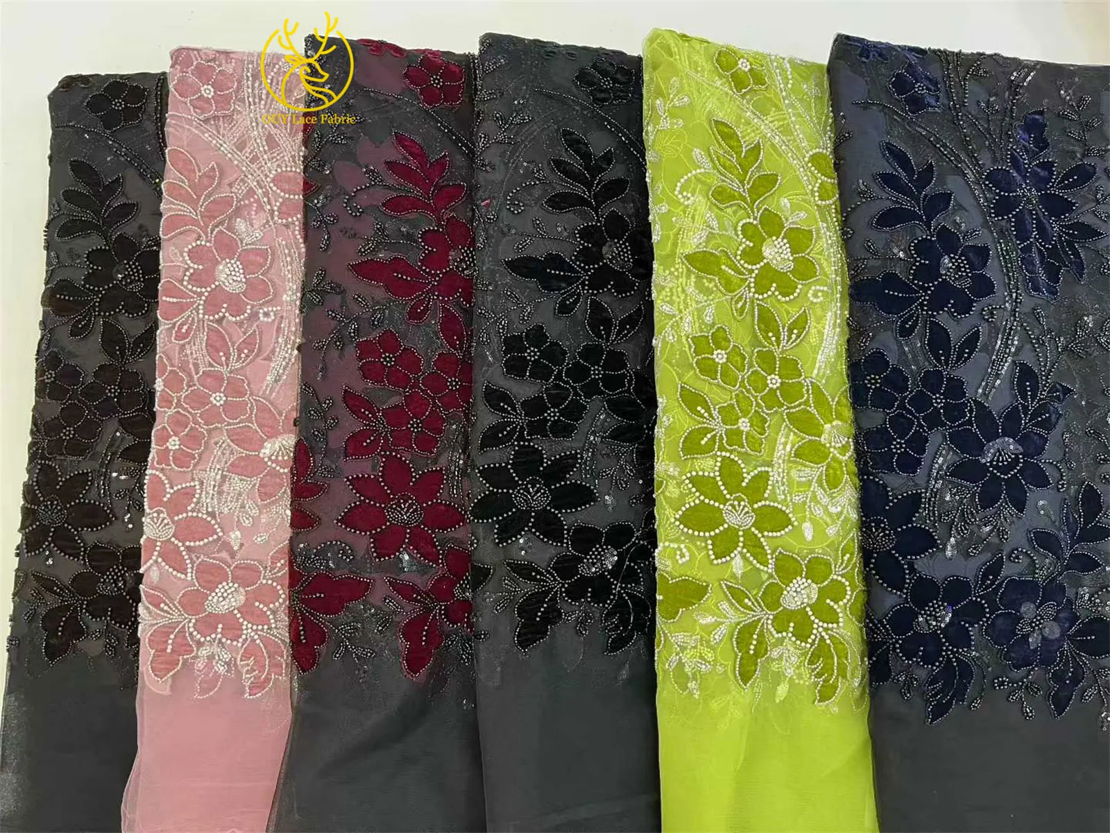 最新の3Dフラワー刺繍ビーズスパンコールアフリカンレース生地2025高品質フレンチナイジェリアチュールレース女性パーティードレス