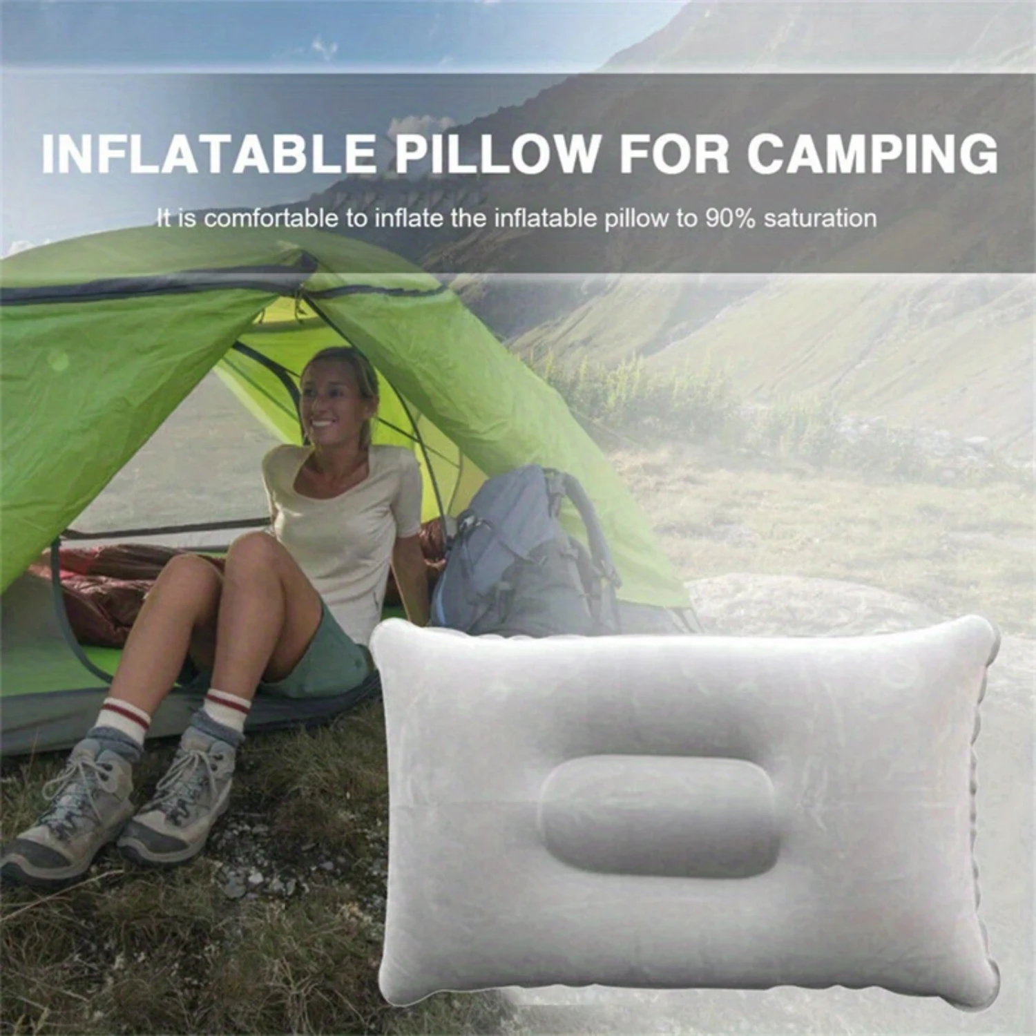 1pc/3pcs Portable Fold Inflatable Air Pillow Outdoor Travel Sleeping Camping PVC Neck Stretcher Backrest Plane Comfortable Pillo