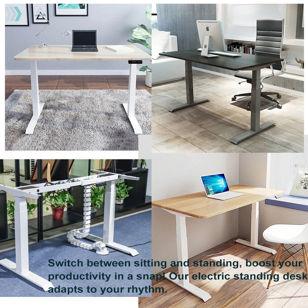 High Quality Office Home Modern Electric Adjustable Tables Compute Metal Frame Standing Desk