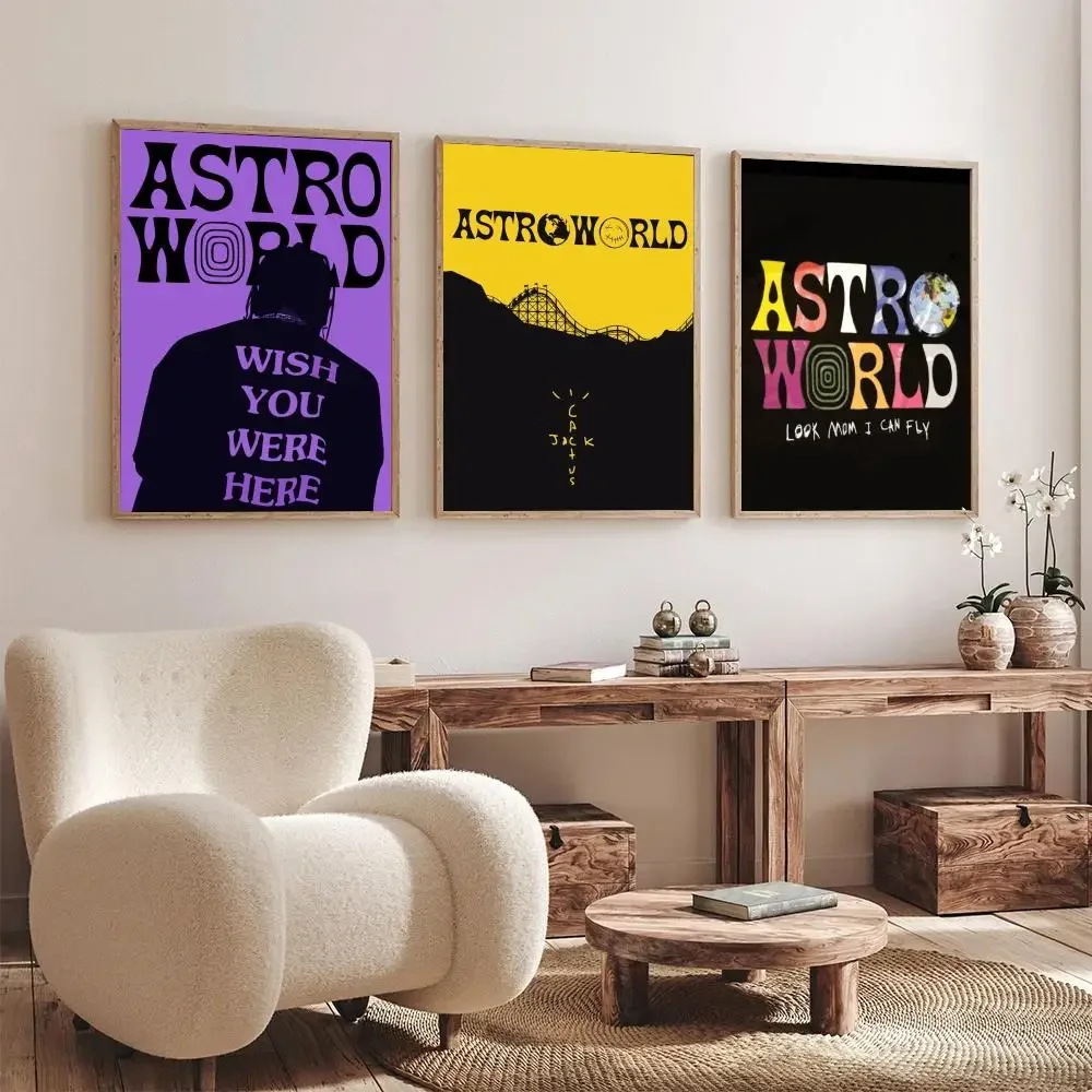 Travis Scott Astroworld Poster No incorniciato Poster Kraft Club Bar Paper Vintage Poster Wall Art Painting Bedroom Study Stickers