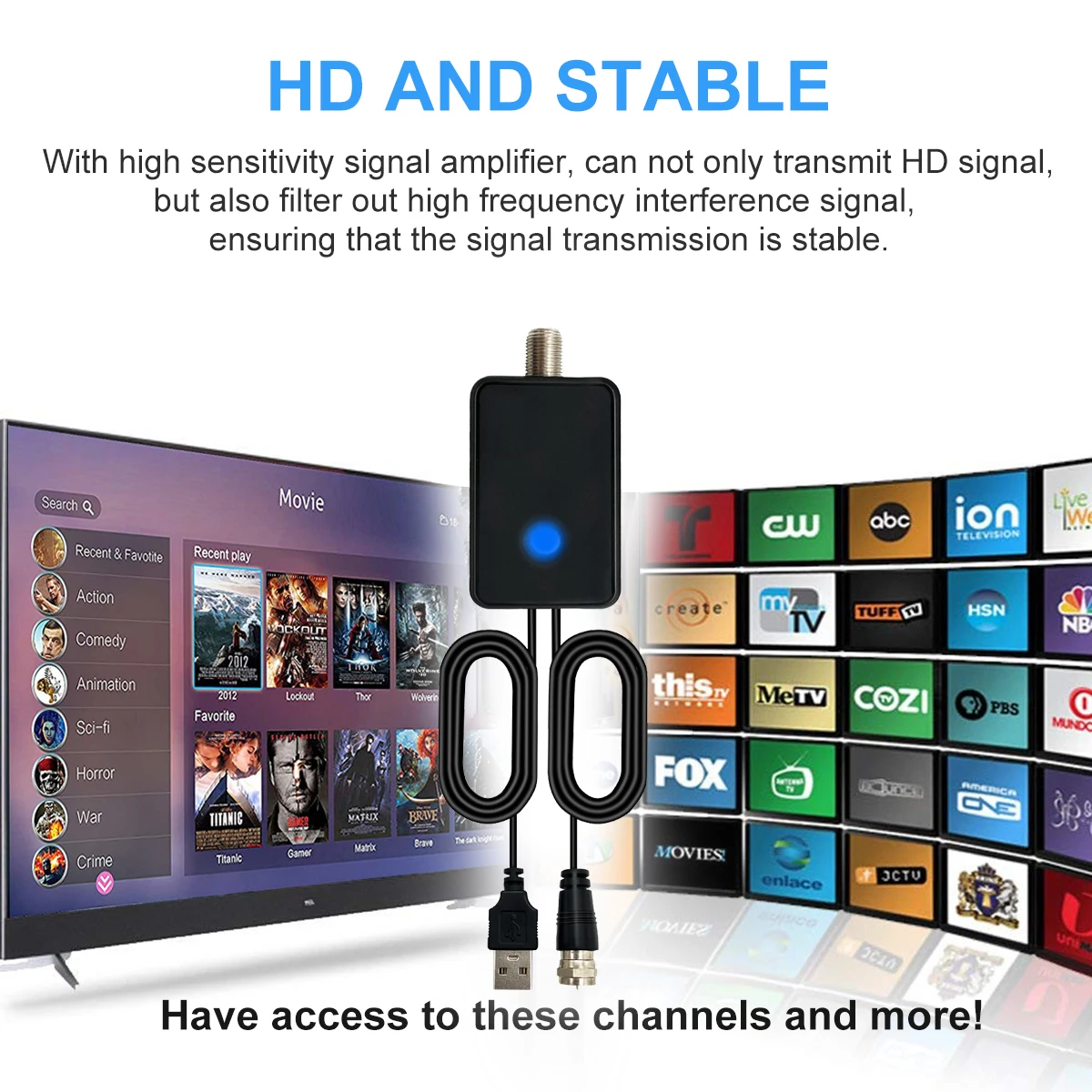 ในร่มเสาอากาศทีวีดิจิตอล ATSC HDTV HD DVB-T2เสาอากาศทีวี