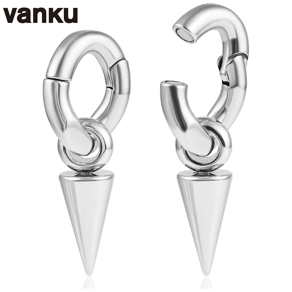 Vanku 2pcs 6mm New Stainless Steel Magnets Ear Weight Piercing Earring Hanger Gauges Body Jewelry Expanders Stretchers