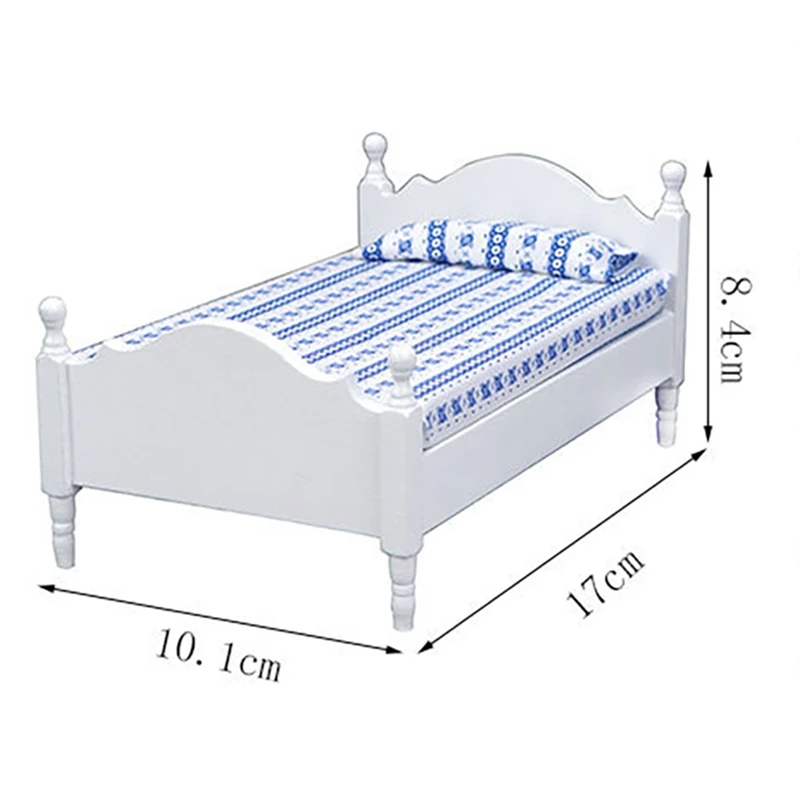 1/12 Puppenhaus Holz Mini Einzel bett Home Schlafzimmer möbel Modell Puppenhaus Dekor Zubehör