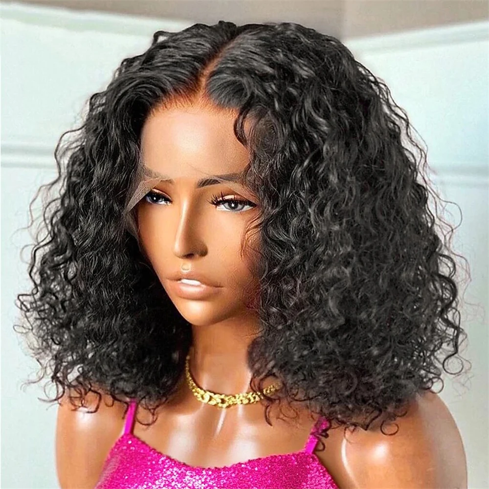 

Предварительно вырезанные без клея Глубокие волны Кружевные фронтальные парики для женщин 7x5 13x4 Бесклеевой парик Боб Вьющиеся человеческие волосы Парики 250 Плотность Готов к ношению