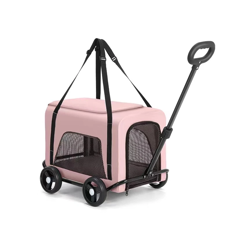 

2-in-1 Small Pet Stroller Backpack Convertible Carrier Lightweight Foldable Frame Ventilated Mesh for Cats Dogs Travel