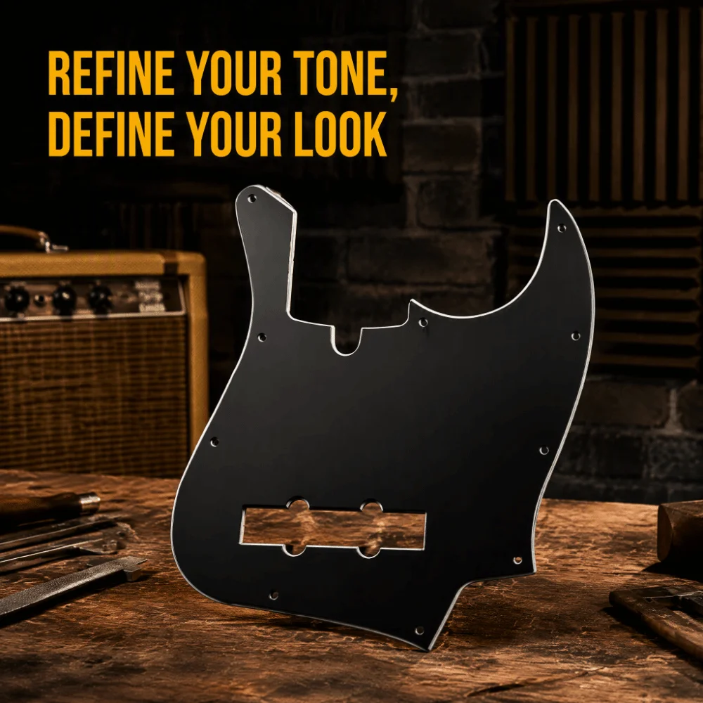 3-Ply Construction For Jazz Bass Pickguard PVC Material Black Color Guitar Pickguard 10 Holes Bass Scratch Plate