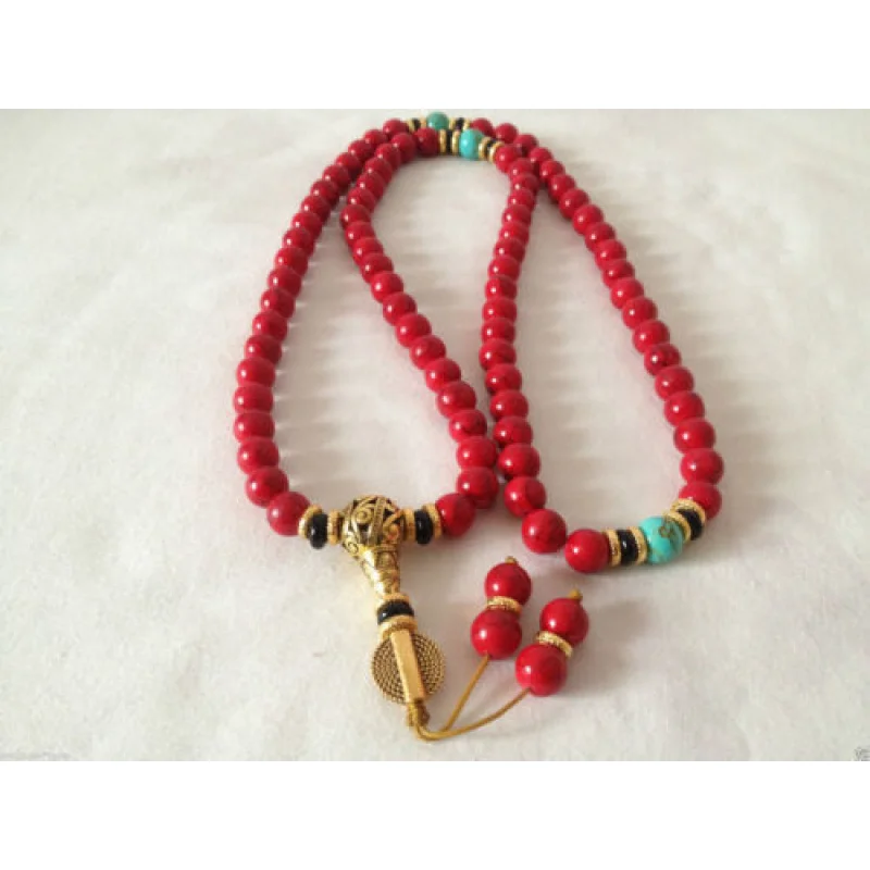 الصين التبت التبت الأحمر بودي البوذية بوذا القلق الصلاة حبة مالا سوار #2