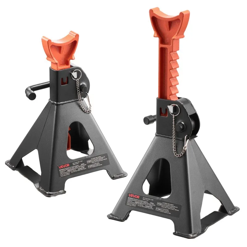

3 Ton Jack Stands, 10.8-16.3in Adjustable, Double Locking, Heavy Duty Steel, 1 Pair, Black&Orange