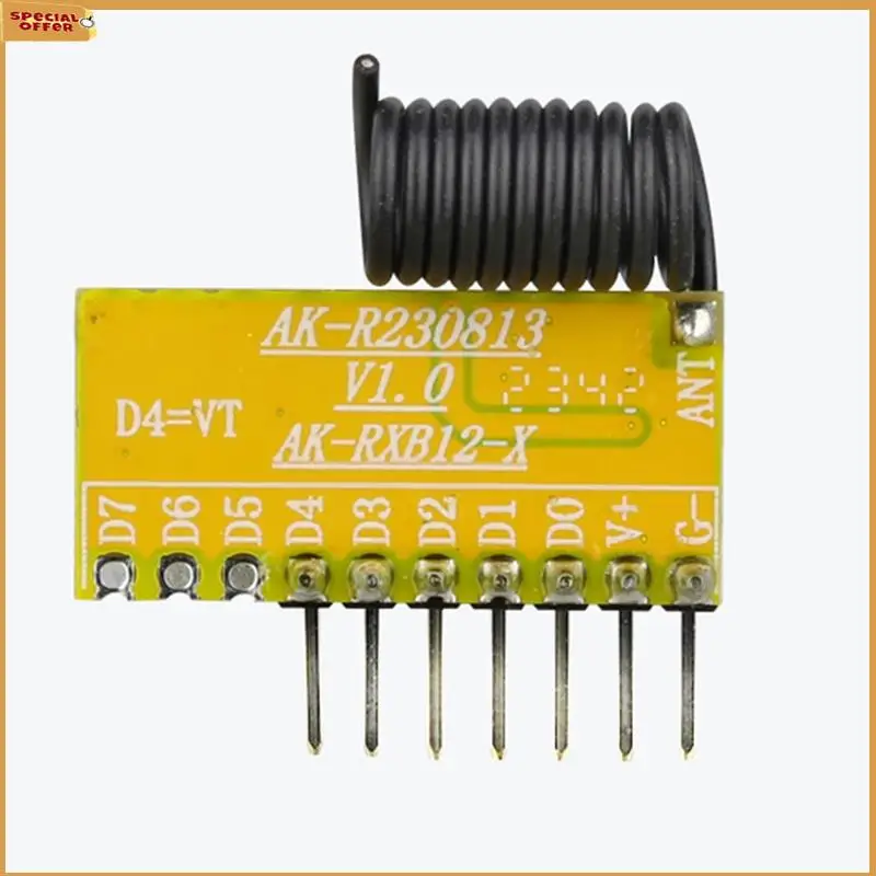 A69Z 433Mhz 8CH Superheterodyne Receiving Module Withdecoding 8-Way Control Fordoor Access Wireless Signal Receiver