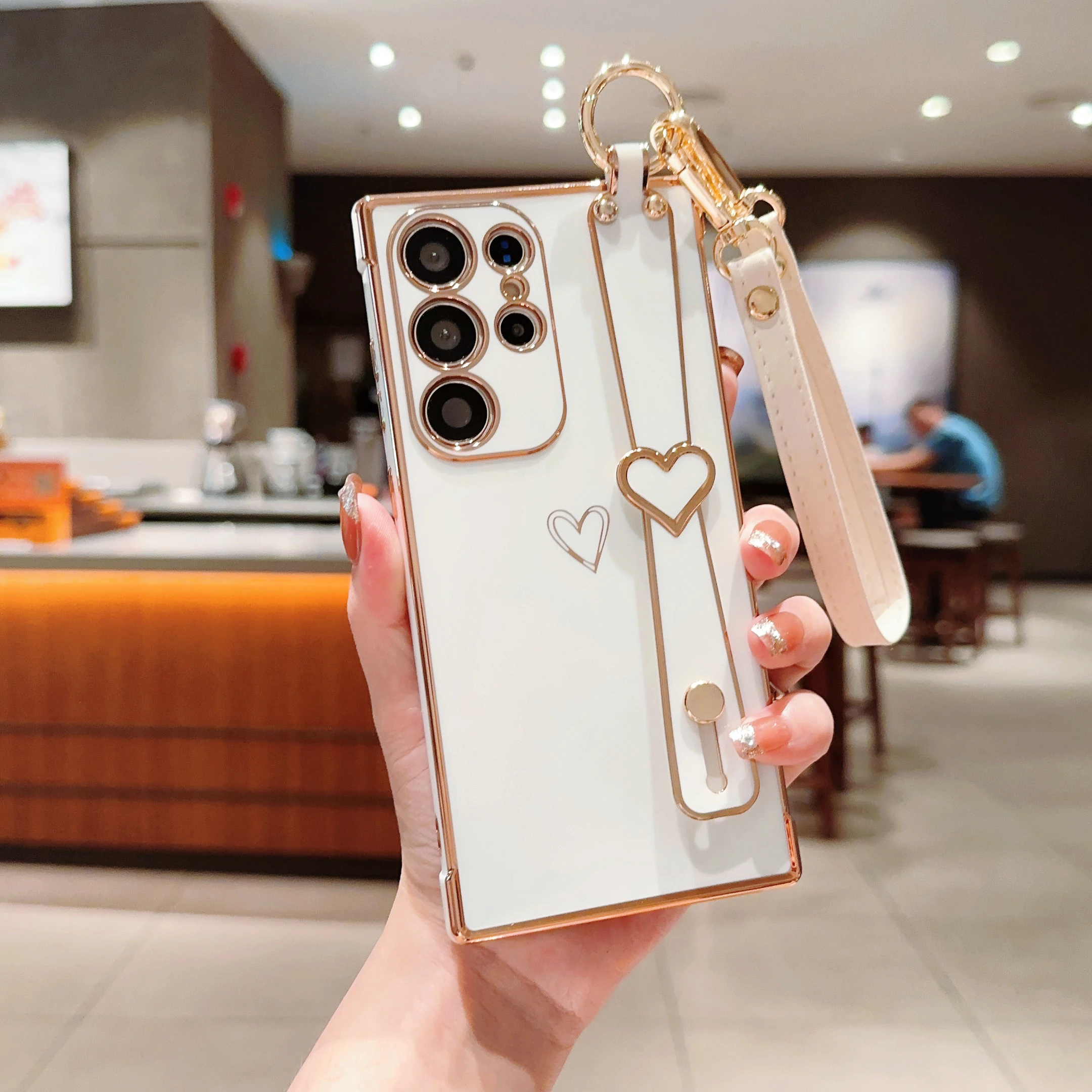 

Чехол-браслет Love для Samsung S25 S24 S23 S22S21, ультра регулируемый ремешок с диагональным крестом, защитный чехол