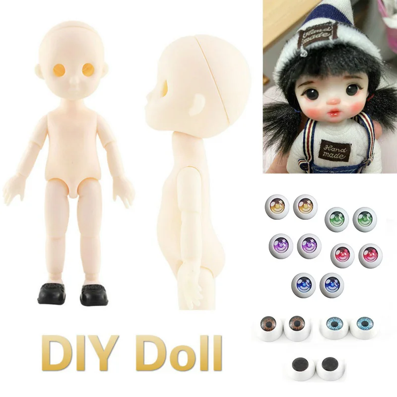 

16cm BJD Doll 7 Color Eyes Without Makeup 13 Movable Joints Doll DIY Dolls Girls Toys Gift (Opened Head）