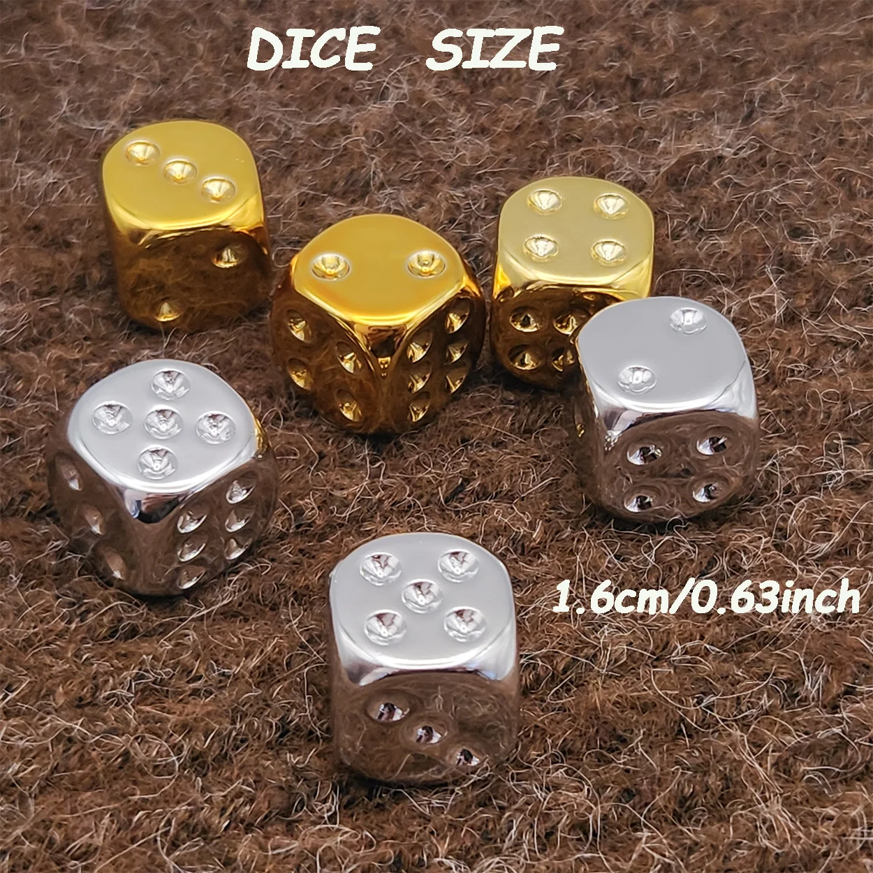 

6Pcs/16Mm Surface Electroplated Gold/Silver Hexahedral D6 Acrylic Dice Set, Suitable for Party Tabletop Games, Role-Playing, Dungeons & Dragons, Poker, High-End Board Games, Ideal Gift for Players and Collectors