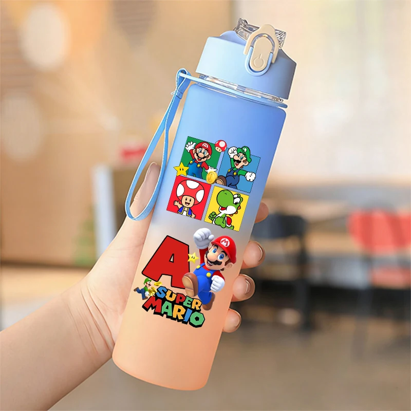 

750ml Super Marios Bro Water Bottle Boy Girl Leak Proof Water Cup Outdoor Portable Sports Gym Jug Letter Print Drinking Bottles
