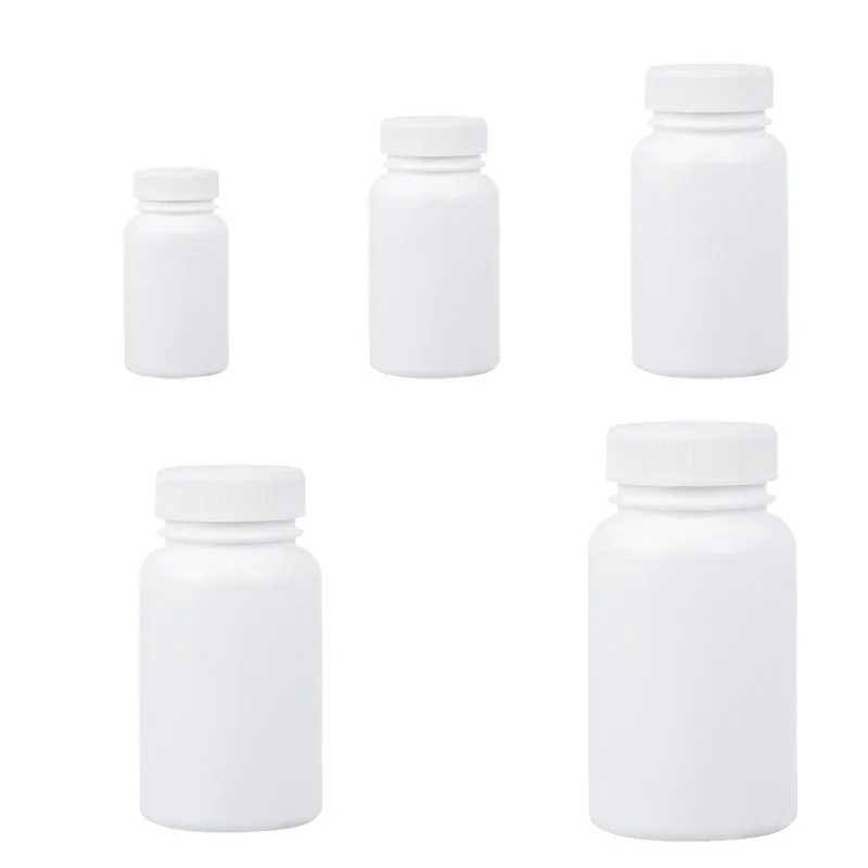 

100PCS Plastic White Empty Seal Bottles Solid Powder Medicine Pill Vials 15ml/20ml/30ml/50ml/100ml Reagent Packing Containers