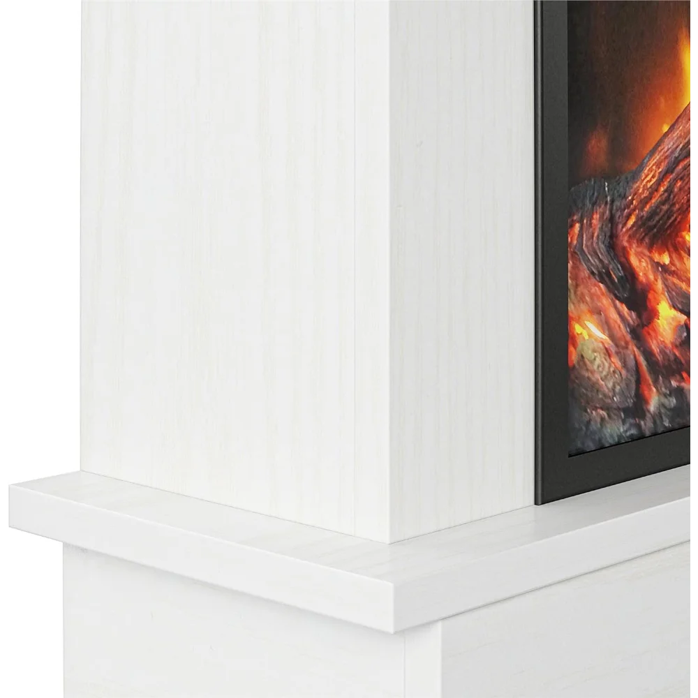 Fireplace with Mantel, White, Electric Fireplace, Easy to Install and Use, Household Appliances