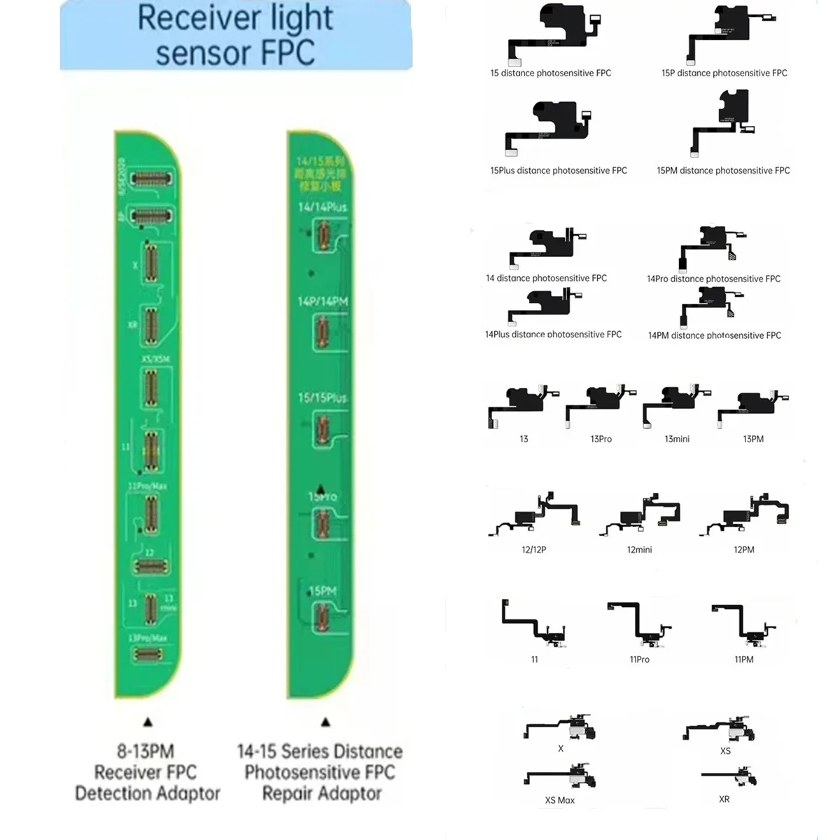 JCID iP13-15PM Distance Photosensitive FPC/X-12PM Ear Speaker Flex Cable For V1SE/V1S Pro For iPhone True Tone Recovery Tool