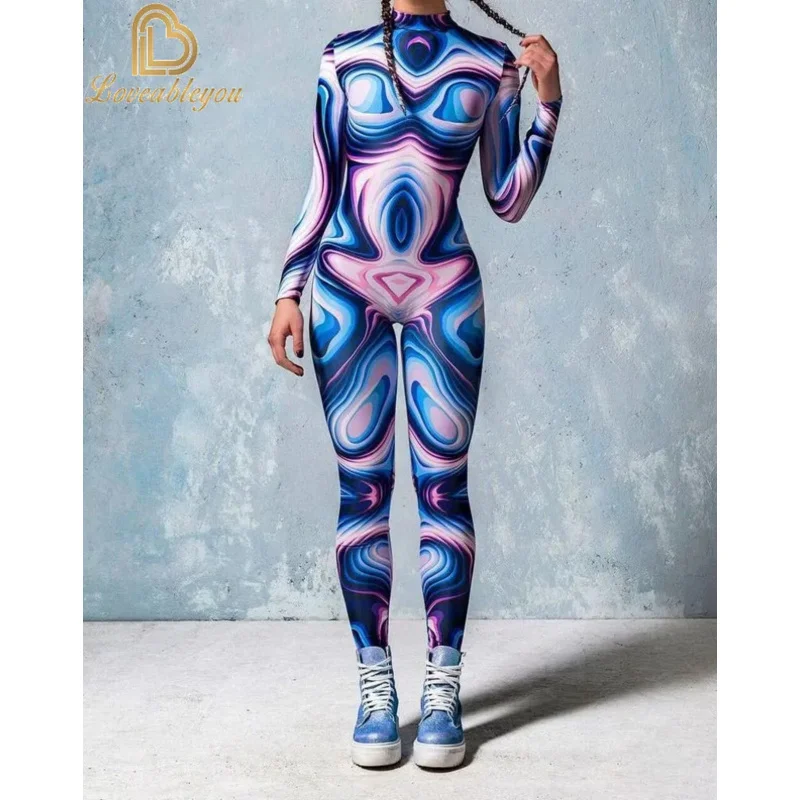 بدلة نسائية على شكل قشور السمك الخضراء بدلة على شكل جمجمة على شكل عظمة الزهور بطباعة ثلاثية الأبعاد بدلة قفز لحفلات الهالوين أزياء تنكرية