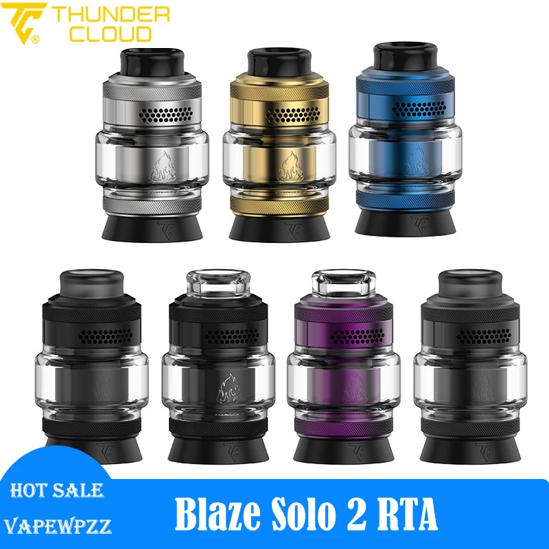 Original ThunderHead Cloud Blaze Solo 2 RTA 5,5ml Enchimento superior Bobina única Postless Build Deck Cigarros eletrônicos Atomizador