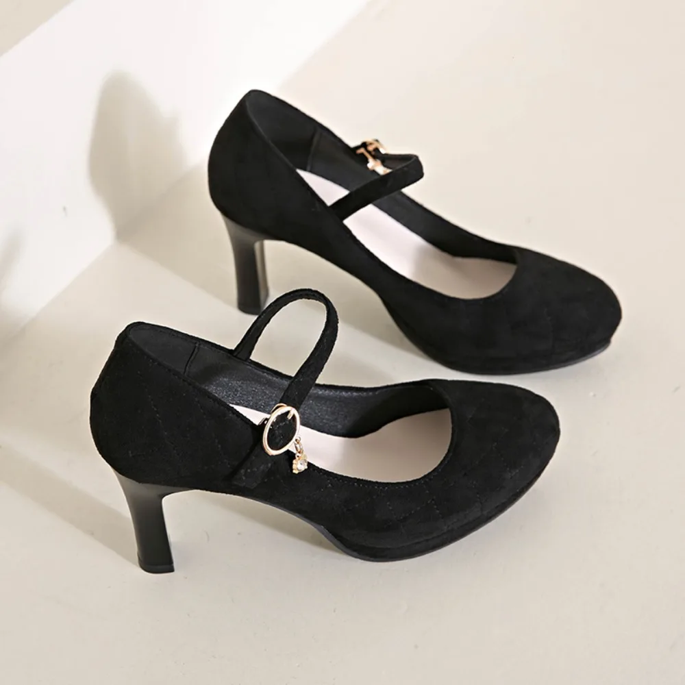 2025, schwarze High Heels für Damen, Frühlings-Freizeitschuhe, Damen-High-Heels, einfarbig, Keilschuhe, Übergröße, High Heels, Größe 34–42 – Detail 5