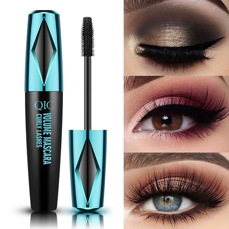 QIC Volumizzante Impermeabile 4D Mascara Arricciatura di Lunga Durata Ciglia Spesse Mascara Nero A Prova di Sbavature Strumenti di Trucco Degli Occhi Cosmetici