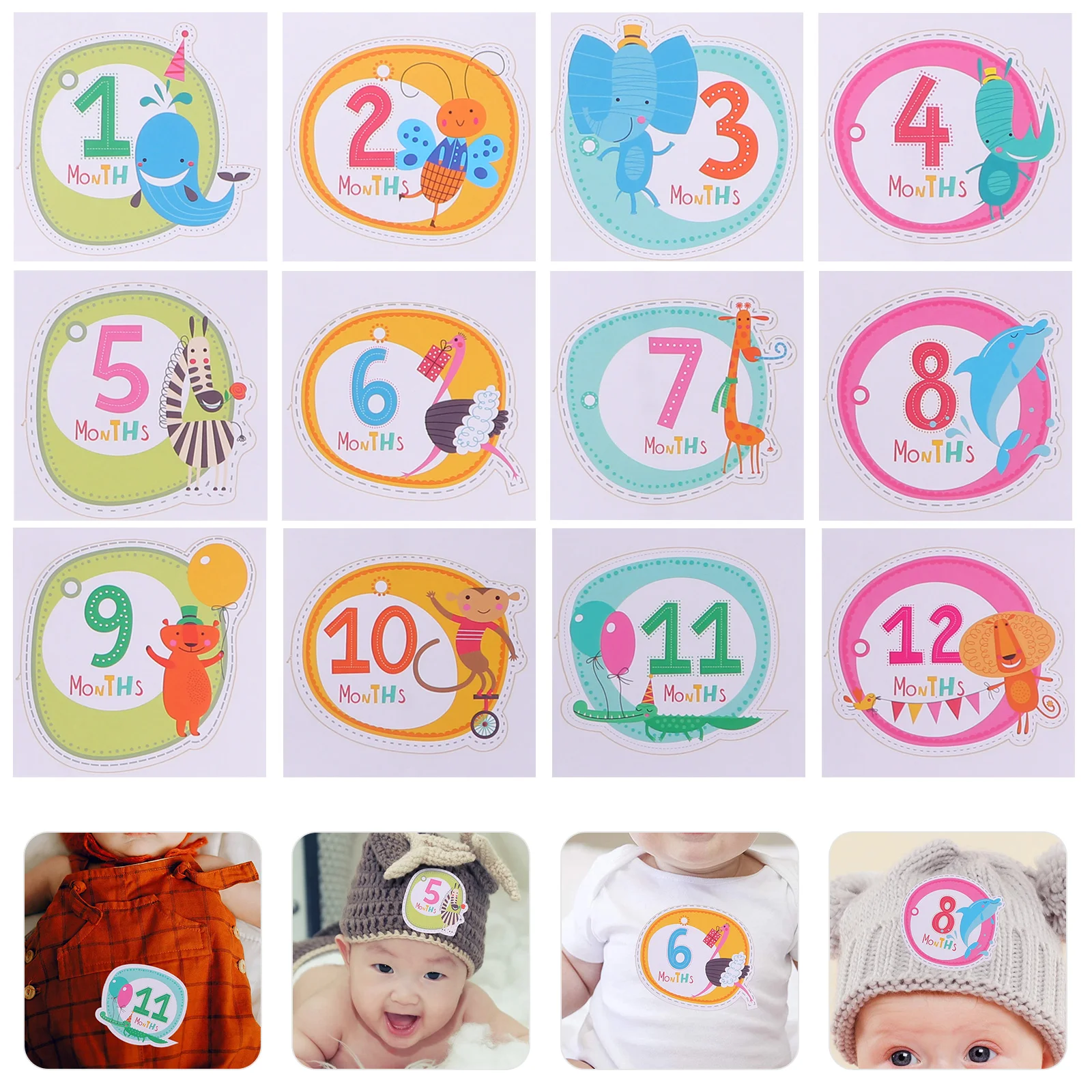 12 Month Stickers for Babies Newborn Boy Gifts Baby Label Paper Photo Props Pregnant Woman