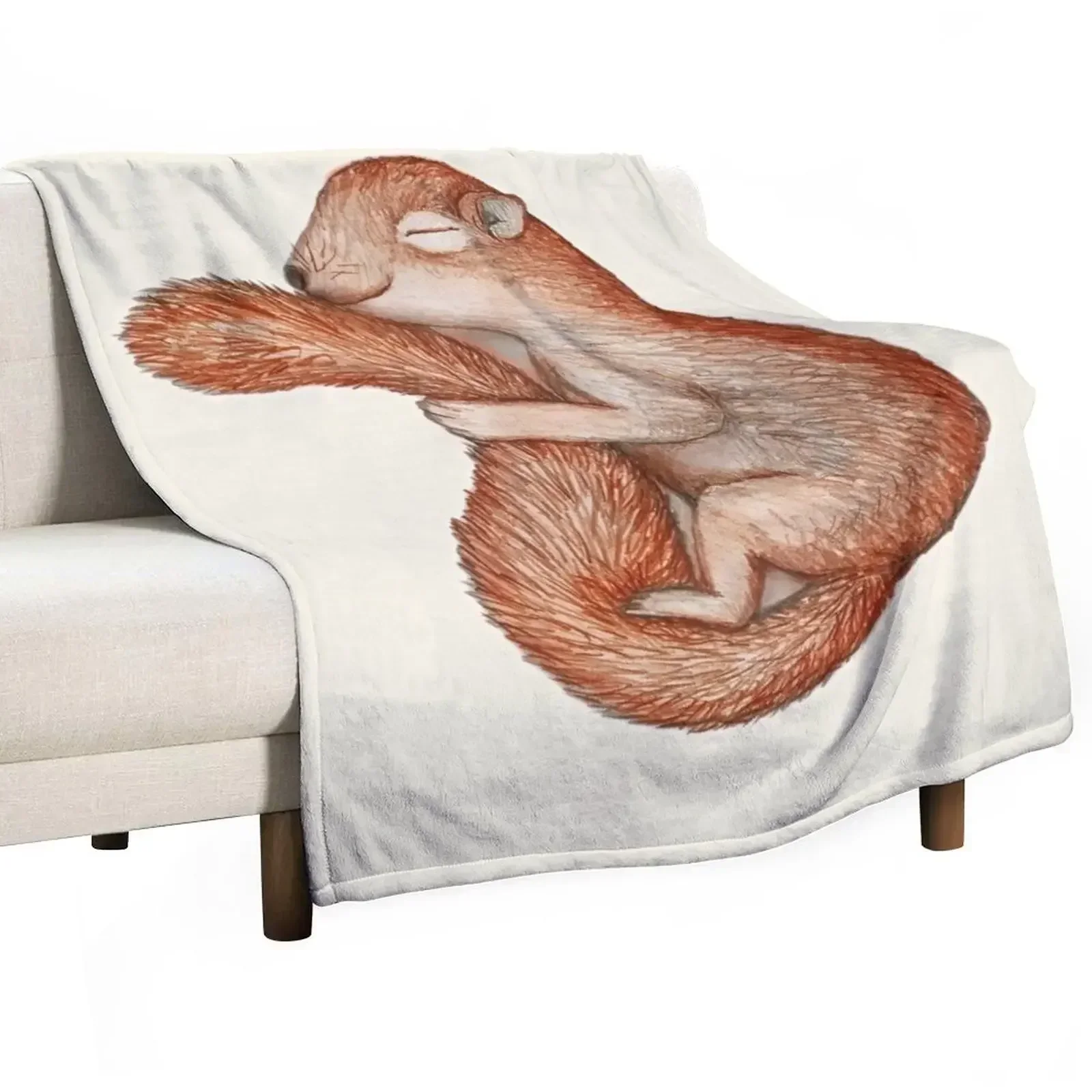 Hibernating squirrel Throw Blanket Hairys Soft Beds Plush Weighted Luxury Designer Quilt Blankets