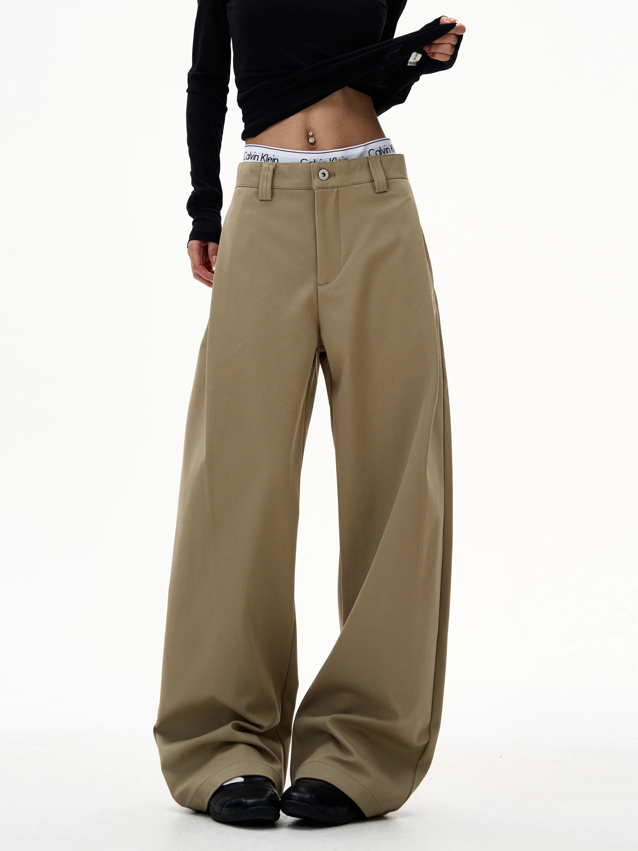 Cleanfit Khaki Straight Leg Loose Fit Trousers for Men And Women Youthful Casual Cotton Pants Suitable for Commuting