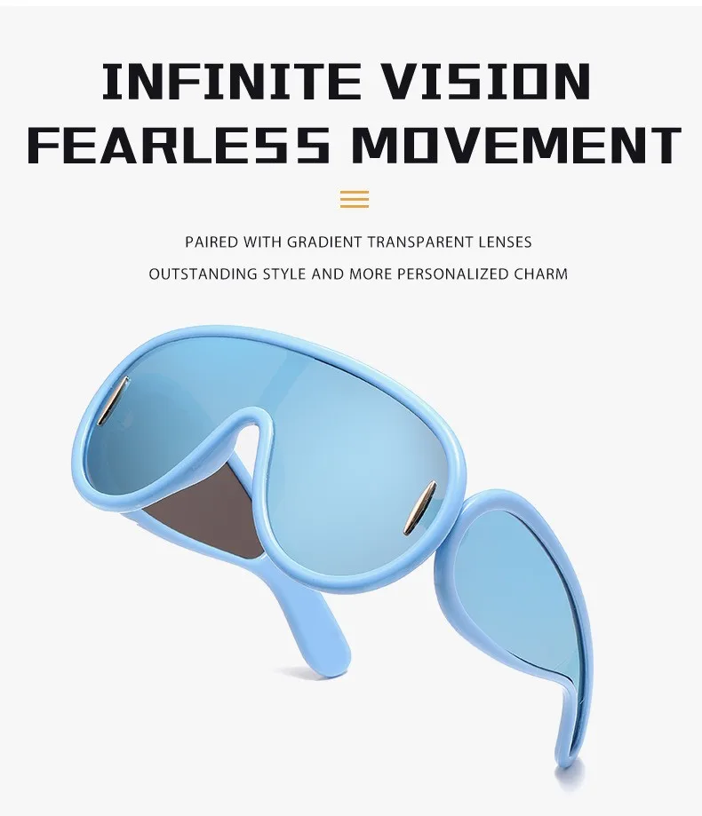 Integrierte Brille, Sonnenbrille, großes Gesicht, Sonnenbrille für Männer und Frauen, modische Krötenbrille, Sonnenbrille 3950 – Detail 5